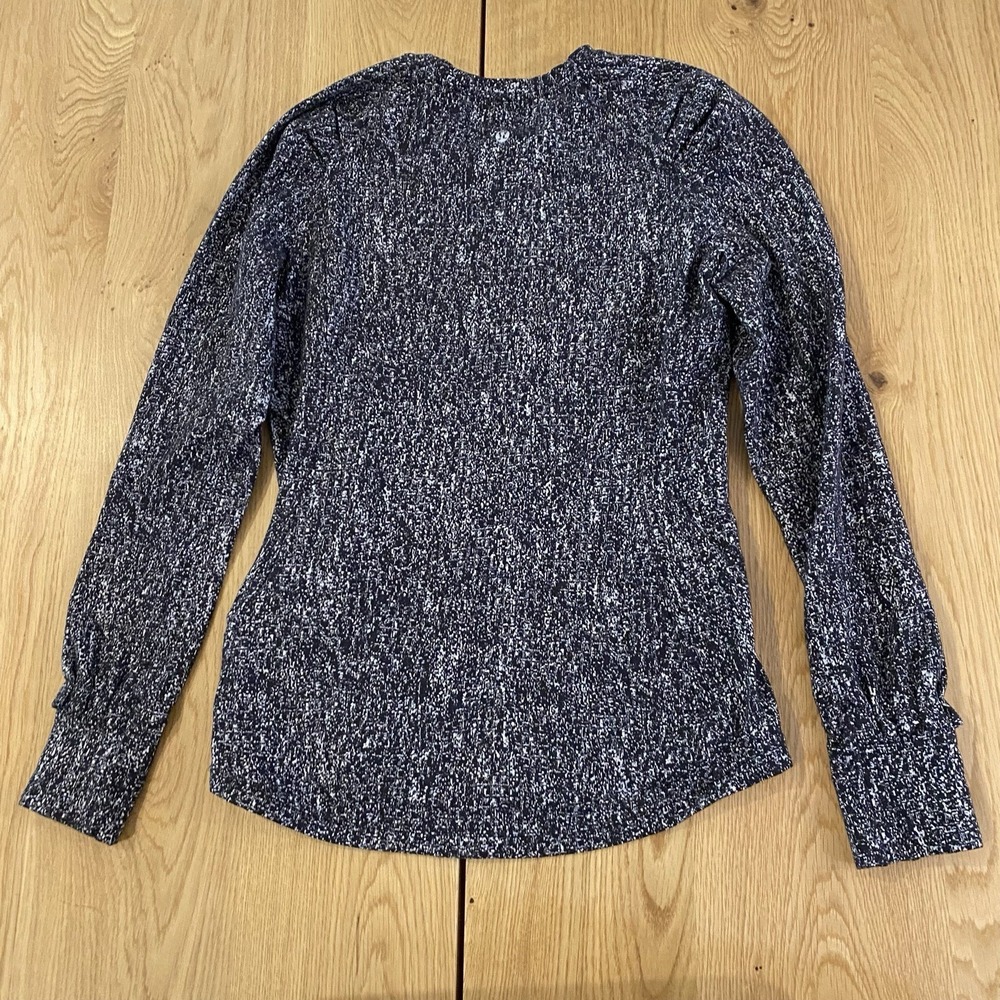 Lululemon Extra Mile Long Sleeve Running Luon Suited Jacquard Black White Size 8 - Picture 1 of 14